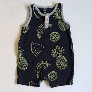 babyGap tropical fruit summer romper sleeveless henley cotton 6-12 months baby